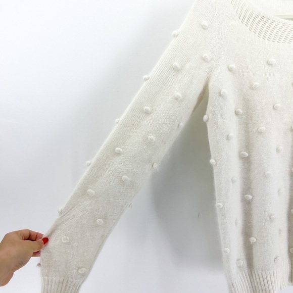J. Crew Wallace White Angora Rabbit Hair Super Soft Bauble Boat Neck Sweater - Picture 5 of 8
